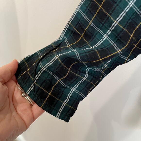 Old Navy Smocked Green Tartan Plaid Long Sleeve Blouse Size XXL - Picture 7 of 8